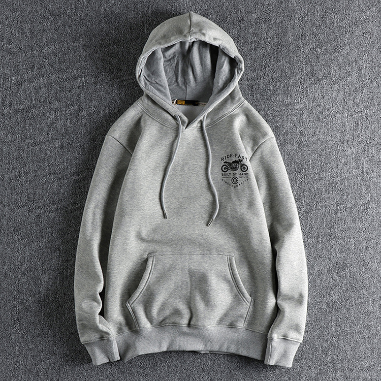 GorgeousBen Men's Front and back vintage biker print hoodie man Thickened warm stylish youth coat