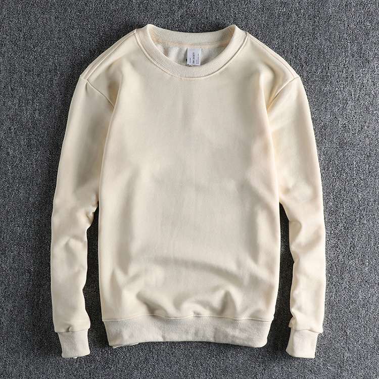 GorgeousBen Men's Wool circle round neck hoodie men basic solid color retro all match youth