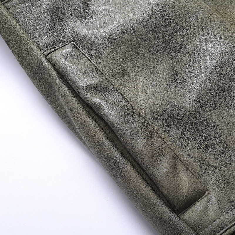 GorgeousBen Faux Leather Fleece Jackets for Men Plush Liner Jackets Casual Boomber  BNJ922