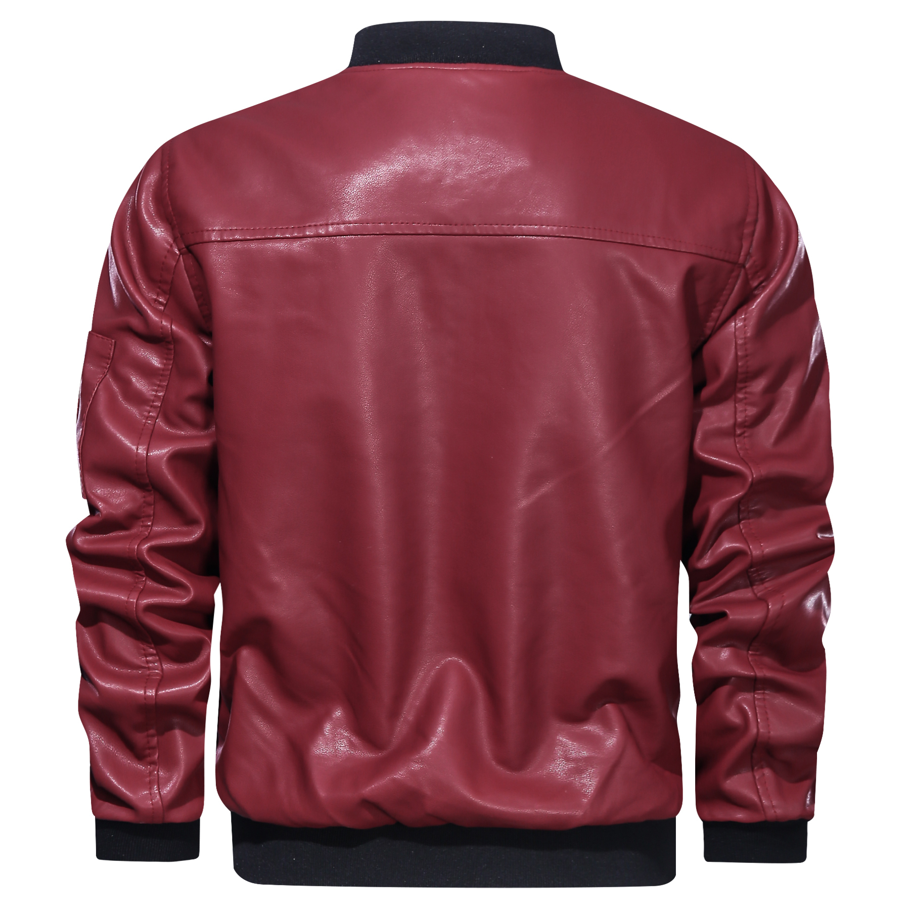Men′s Leather PU Motorcycle Baseball Leather Jacket BN201