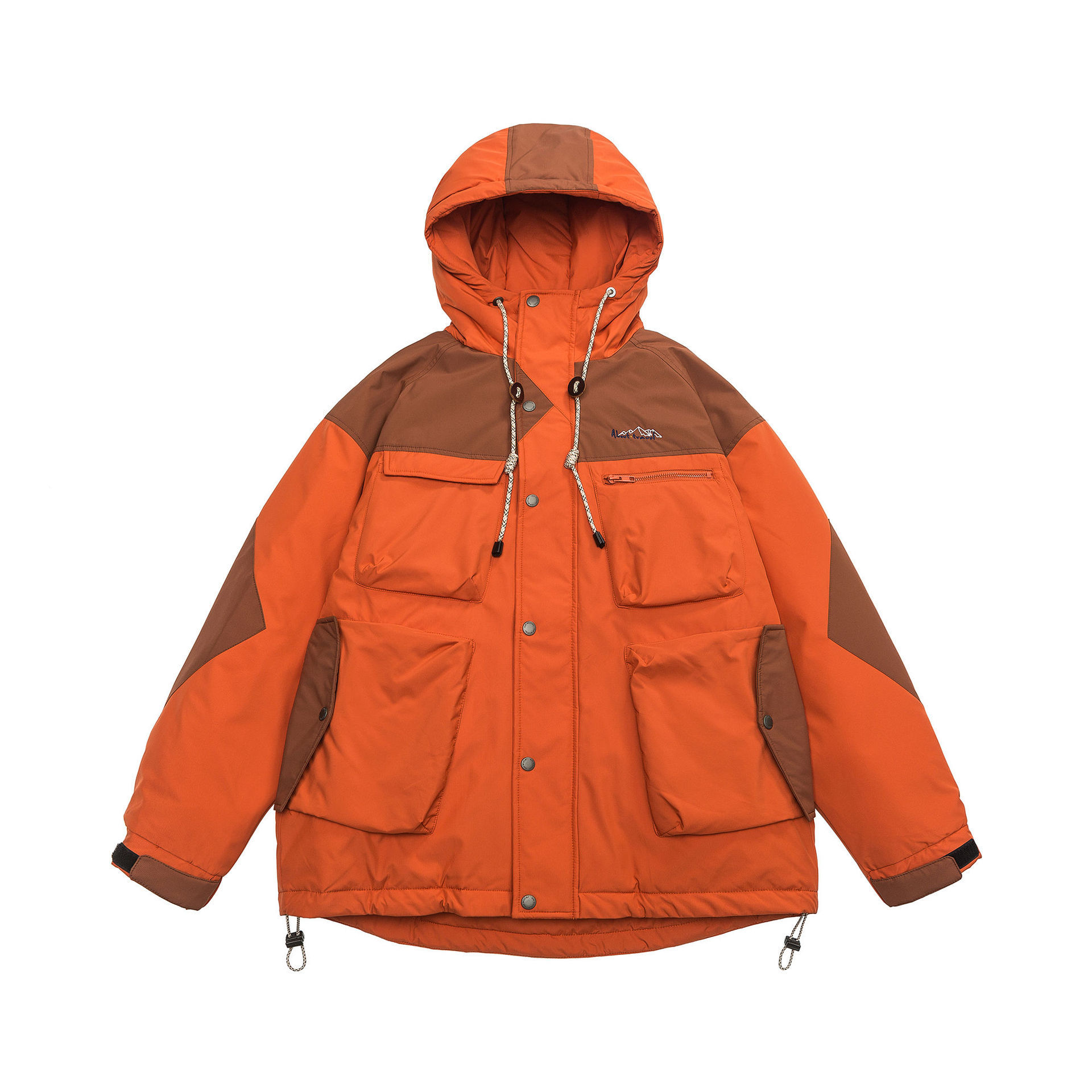 GorgeousBen  Unisex White duck hooded down jacket for men, winter national trend retro outdoor thickened warm work jacket.