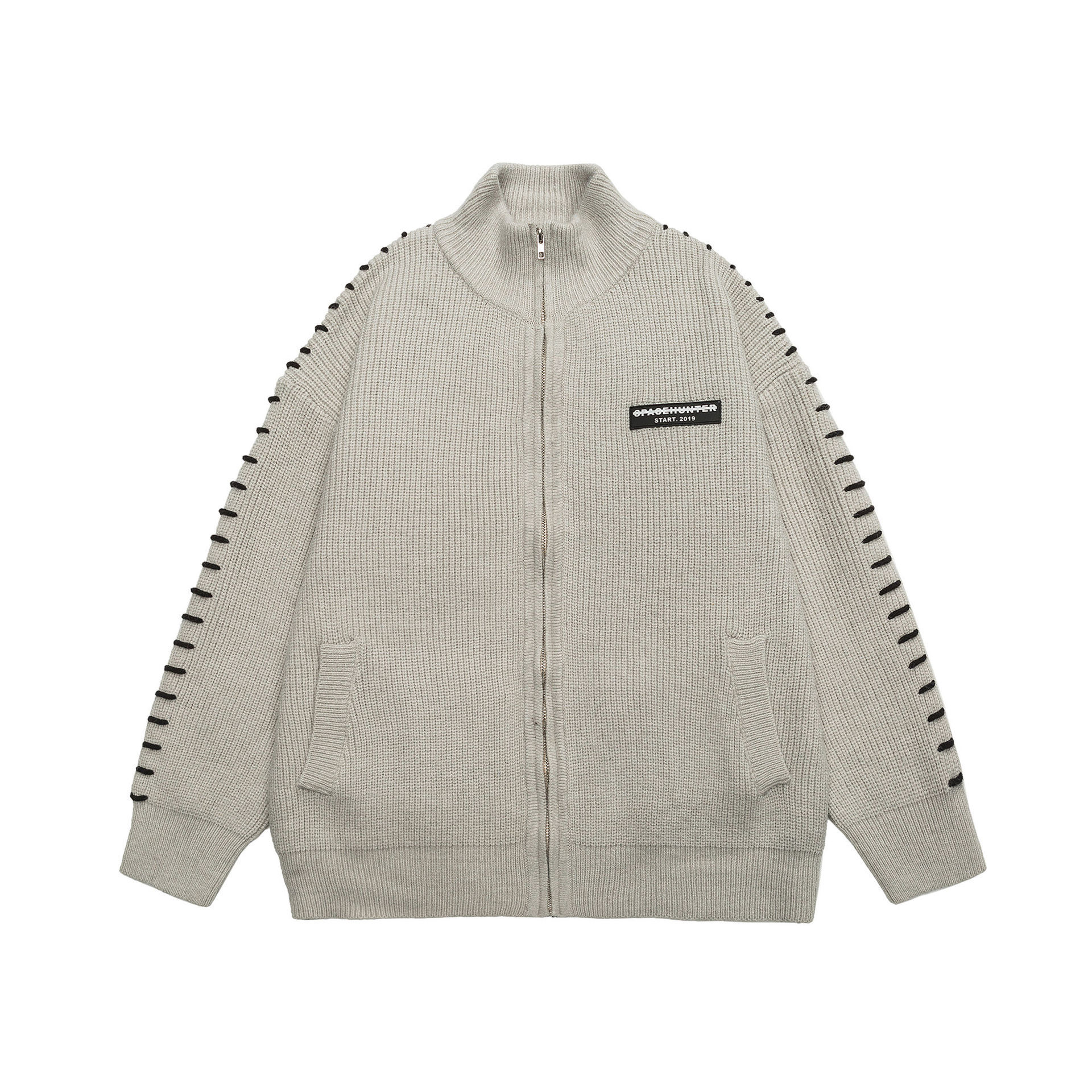 GorgeousBen  Unisex American retro design twisted zipper hooded cotton jacket , loose and thickened cotton outerwear.