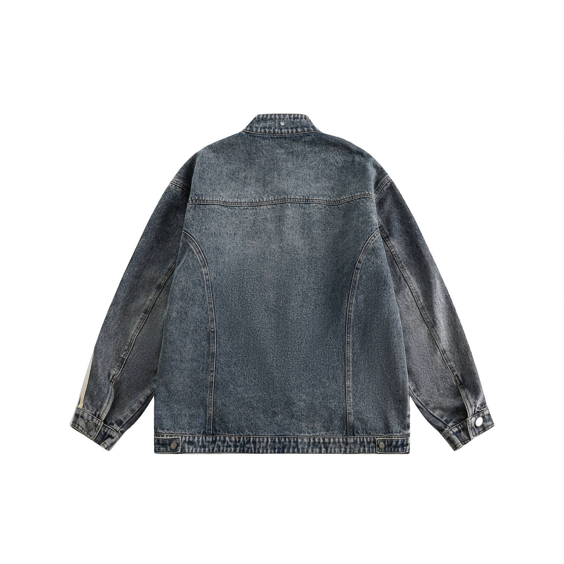 GorgeousBen   Unisex 2024 new retro vintage washed denim jacket for men and women, American loose fit trendy casual couple jacket.