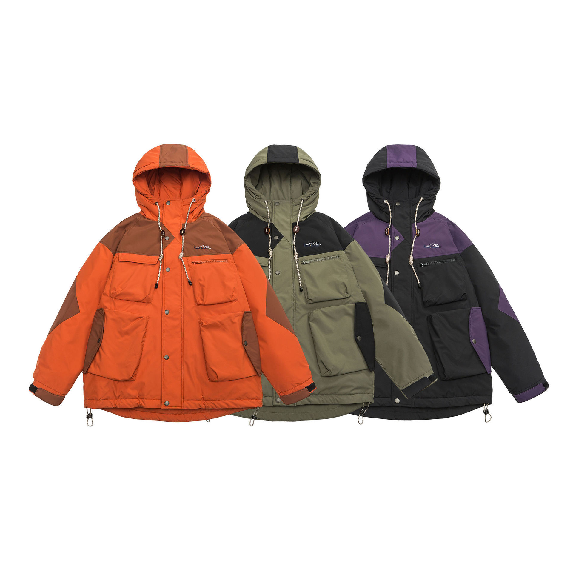 GorgeousBen  Unisex White duck hooded down jacket for men, winter national trend retro outdoor thickened warm work jacket.