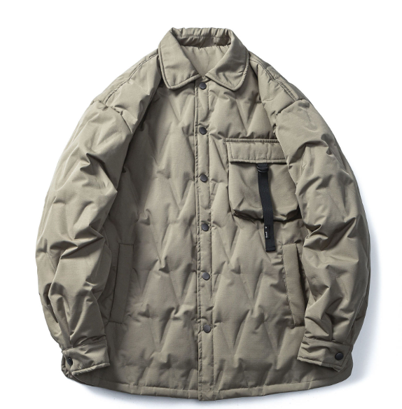 GrogeousBen 2024 New American Style Outdoor Waterproof Diamond Pattern Shirt Down Jacket Men's Winter New Warm Coat.