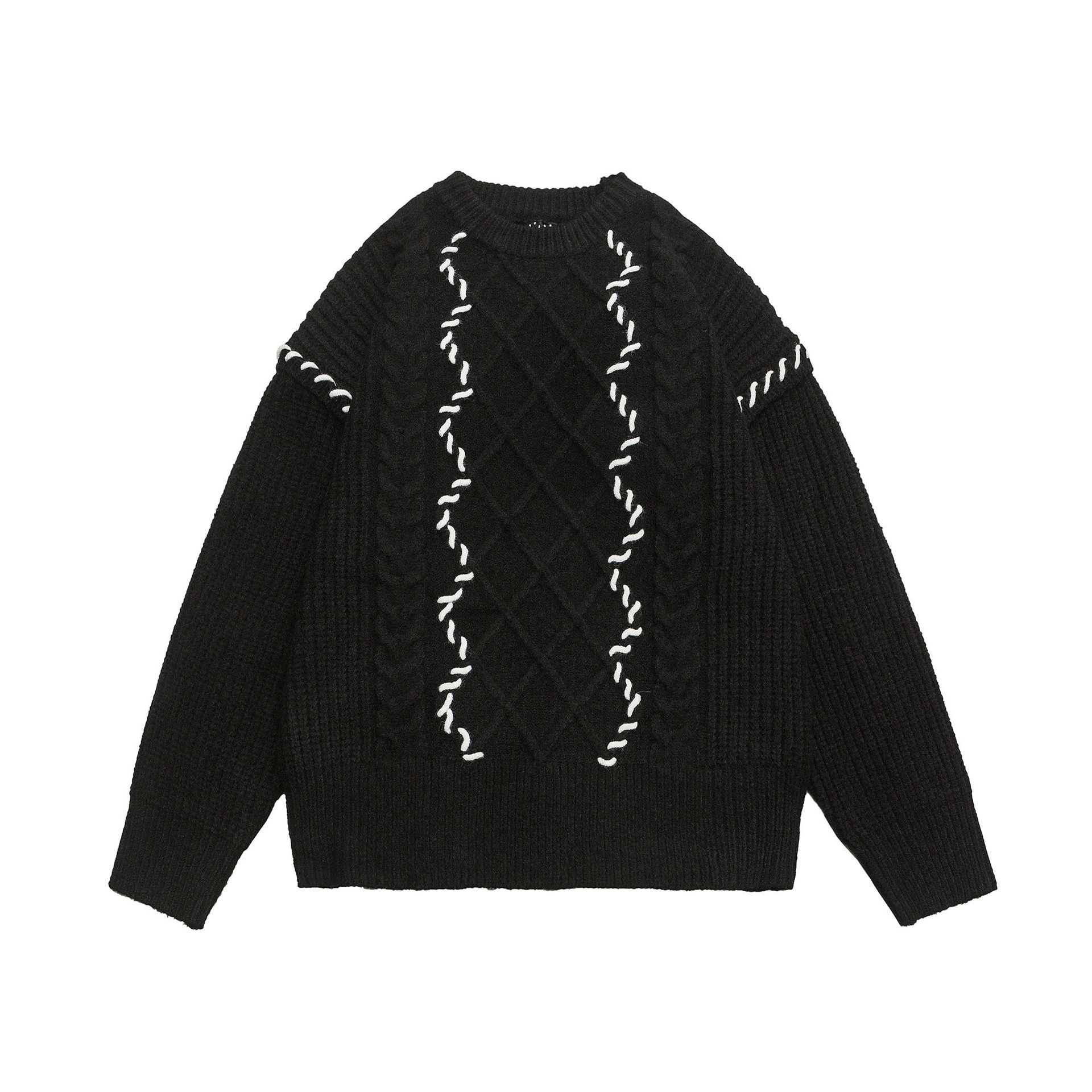 GorgeousBen  Unisex Oversized Lazy Style Sweater, American High Street Round Neck Knitted Couple Top for Autumn and Winter.