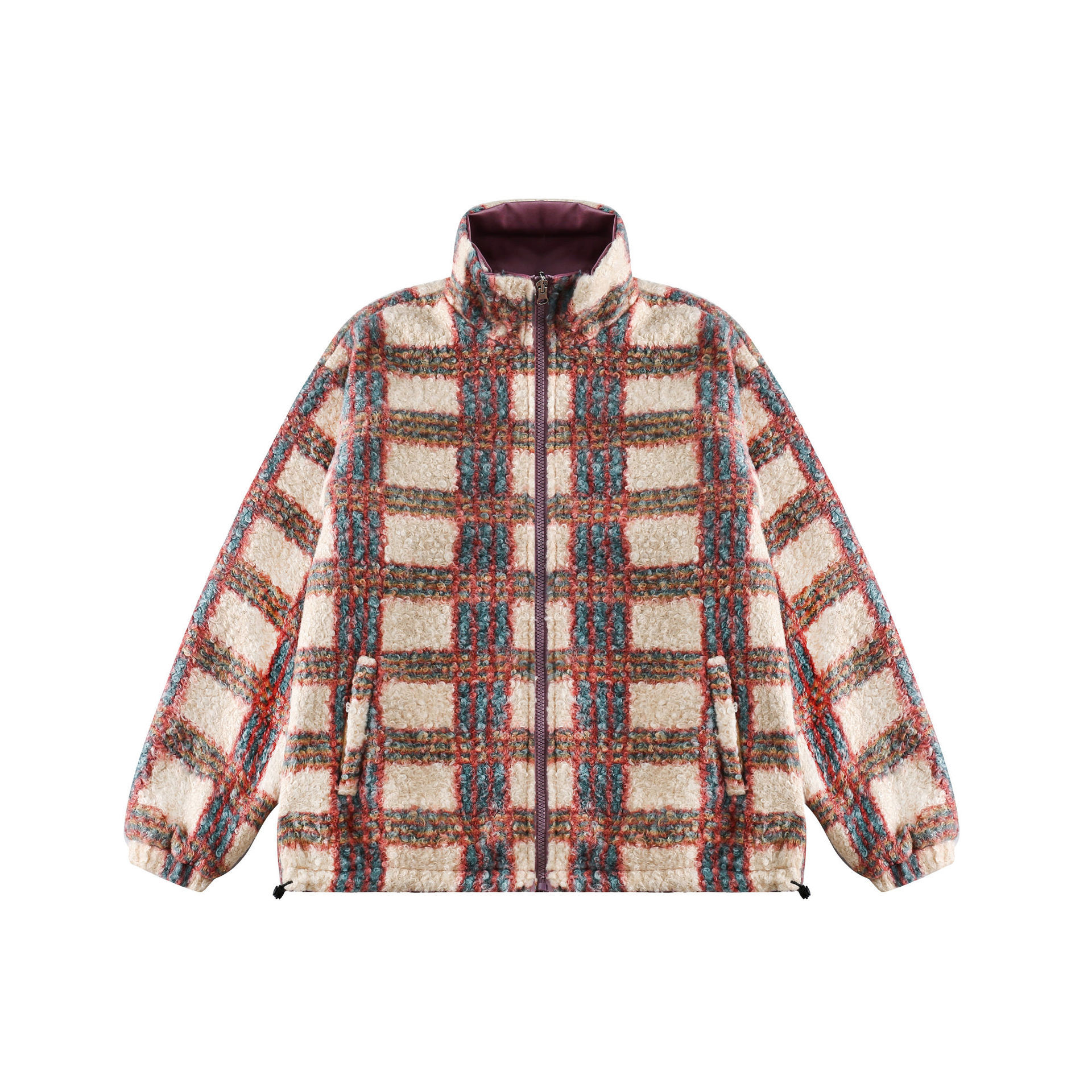 GorgeousBen  Unisex American style trendy retro plaid double-sided lamb wool coat , thickened with fleece for winter,  cotton jacket.
