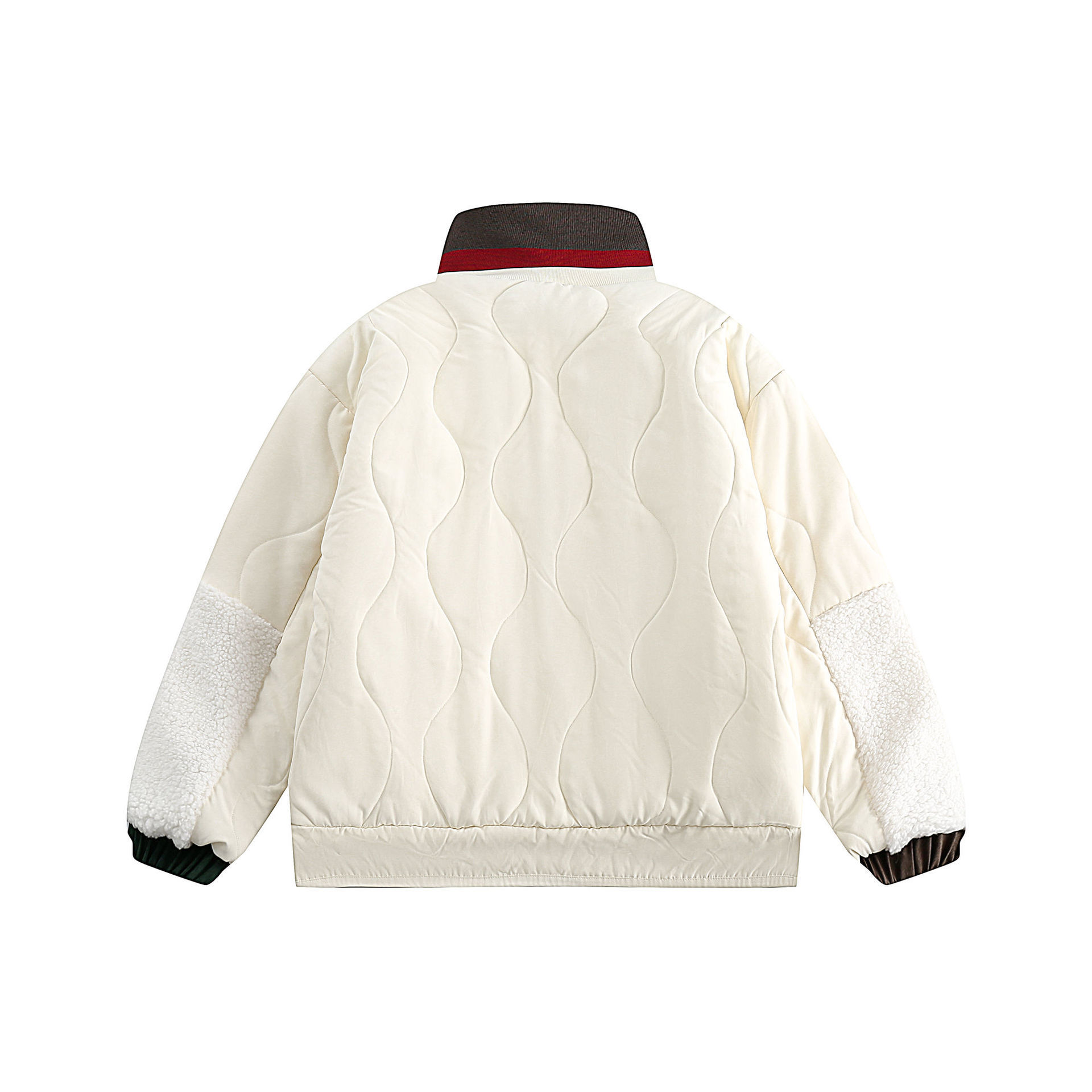 GrogeousBen  Unisex Design sense trendy brand splicing cotton-padded coat men's thickened lamb wool jacket for winter.