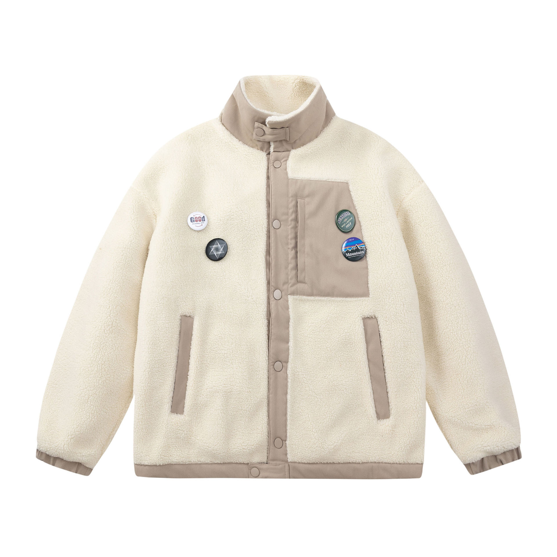 GorgeousBen  Unisex American style trendy lamb wool coat, loose fit with added lining and thick design, fashionable cotton jacket for winter.