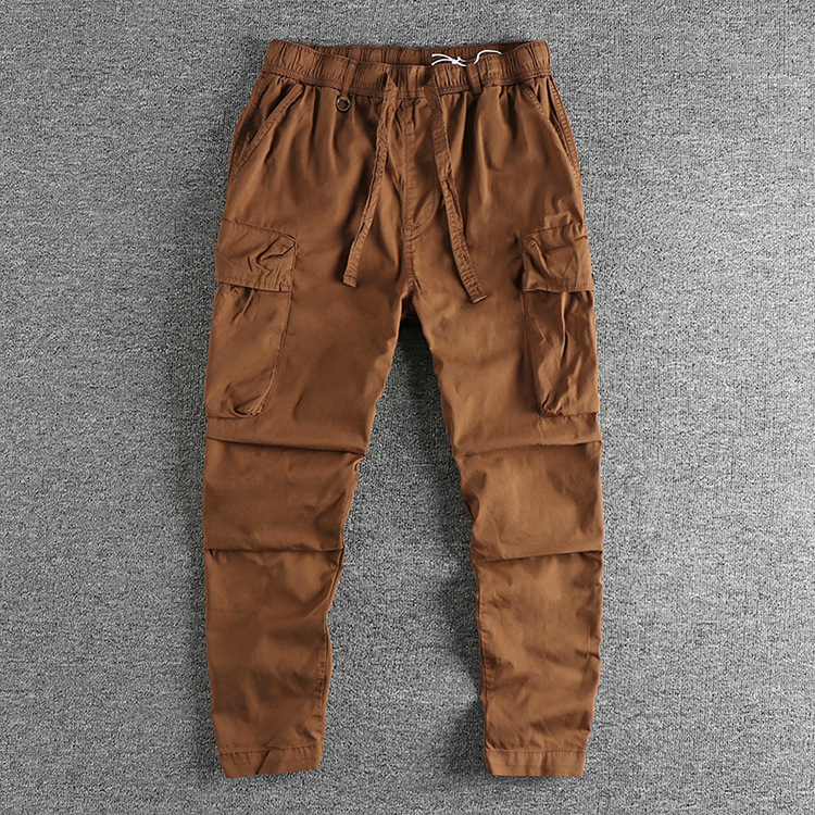 GrogeousBen  Men's American retro three-dimensional large pocket workwear casual pants for men, with slight stretch, loose and comfortable, versatile for outdoor activities.