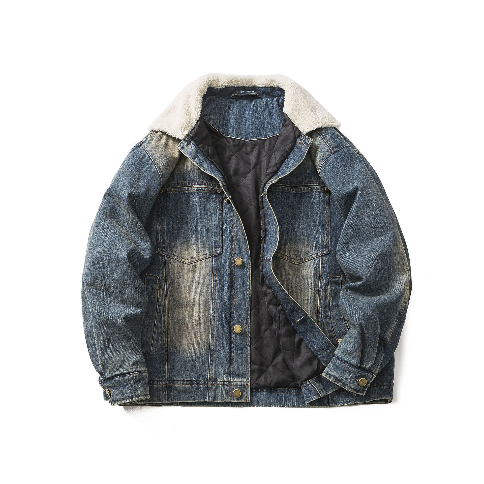 GorgeousBen  Unisex  Retro vintage thick warm denim cotton coat  in winter, loose and versatile cotton clothing for couples.