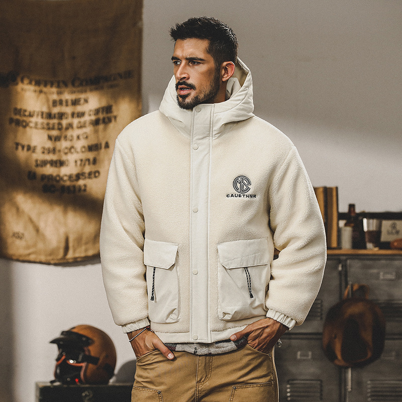 GrogeousBen  Men's High Quality Customized New Casual Fashion Versatile Lamb Cashmere Jacket Men's Winter Jacket
