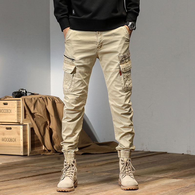 GorgeousBen  Men's cargo pants men Multi-pocket smart causal blank jogging Breathable men's pants