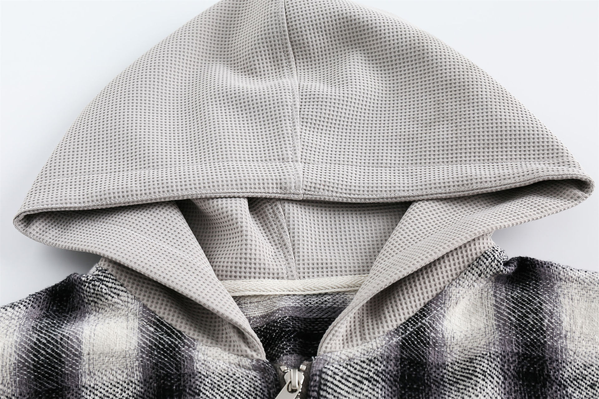 GorgeousBen   Unisex retro plaid patchwork new spring hooded jacket design loose with casual niche coat trend