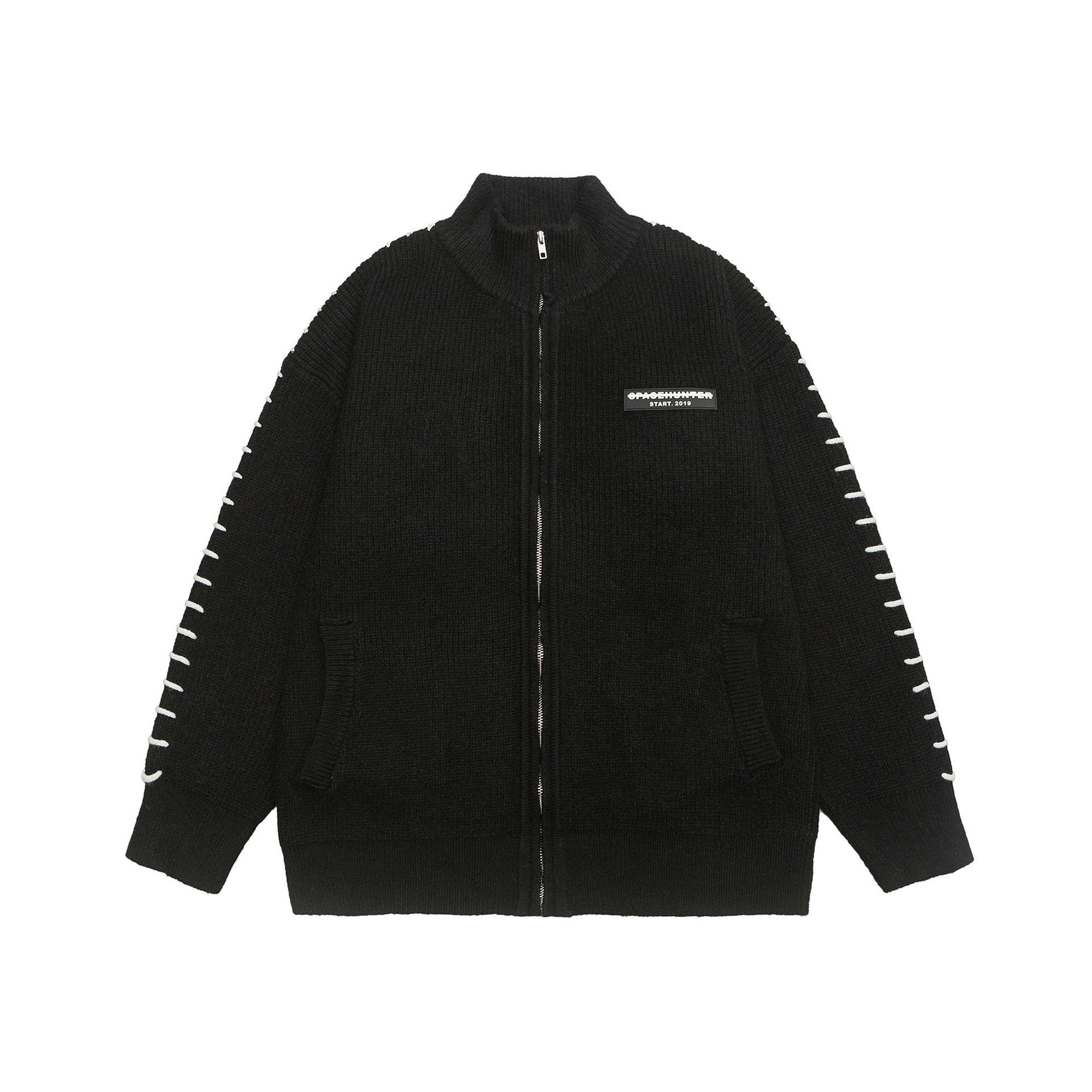 GorgeousBen  Unisex American retro design twisted zipper hooded cotton jacket , loose and thickened cotton outerwear.