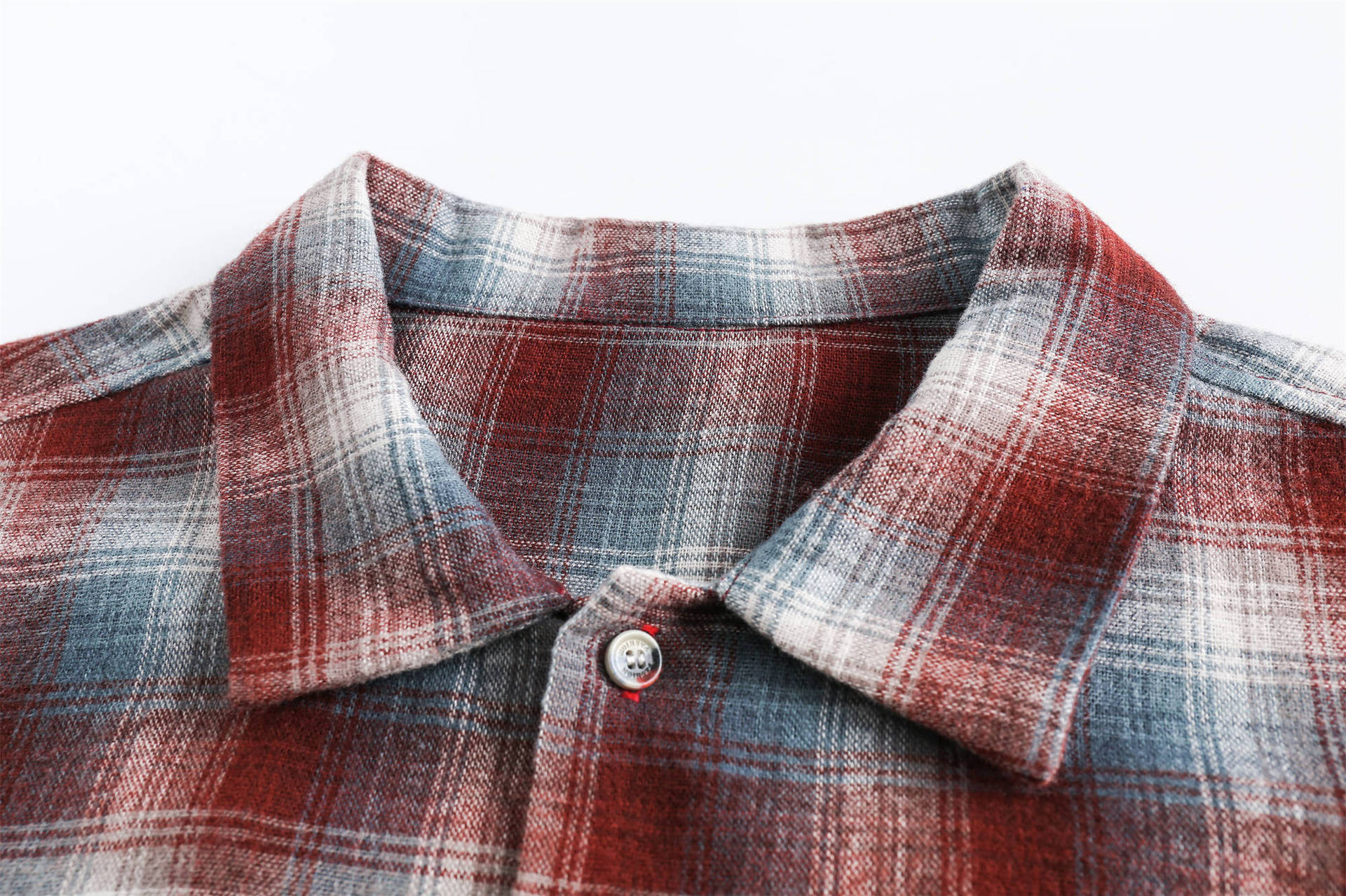 GorgeousBen  Unisex 2024 new retro red brushed plaid long-sleeved shirt for men and women, loose spring casual couple shirt outerwear.