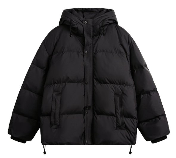 GrogeousBen 2024 American style 90 down jacket for men, thickened warm bread clothing, loose solid color simple hooded down jacket