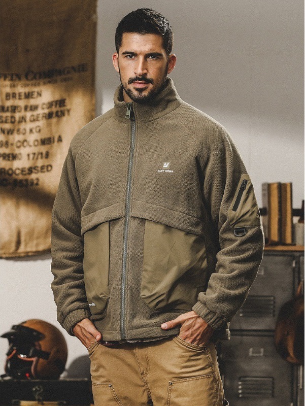 GrogeousBen  Men's Top Quality American heavy fleece jacket jacket for men winter