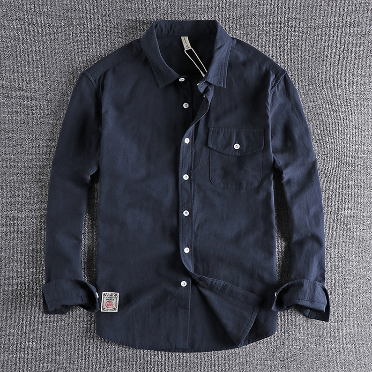GorgeousBen  Men's  Versatile and simple solid color workwear new long-sleeved shirt.