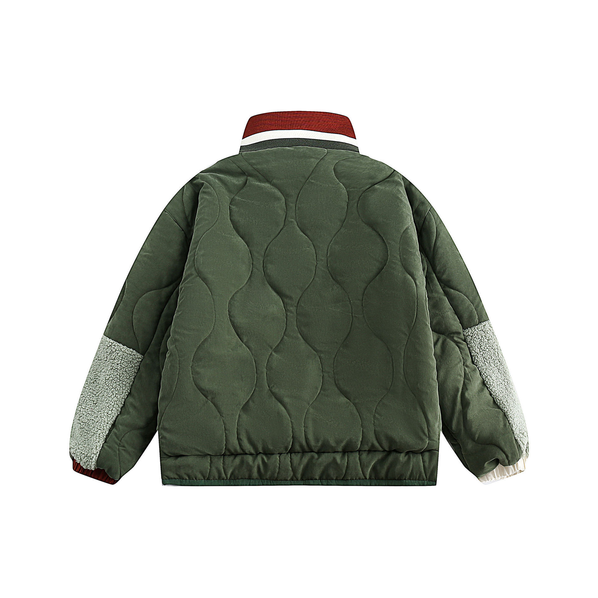 GrogeousBen  Unisex Design sense trendy brand splicing cotton-padded coat men's thickened lamb wool jacket for winter.