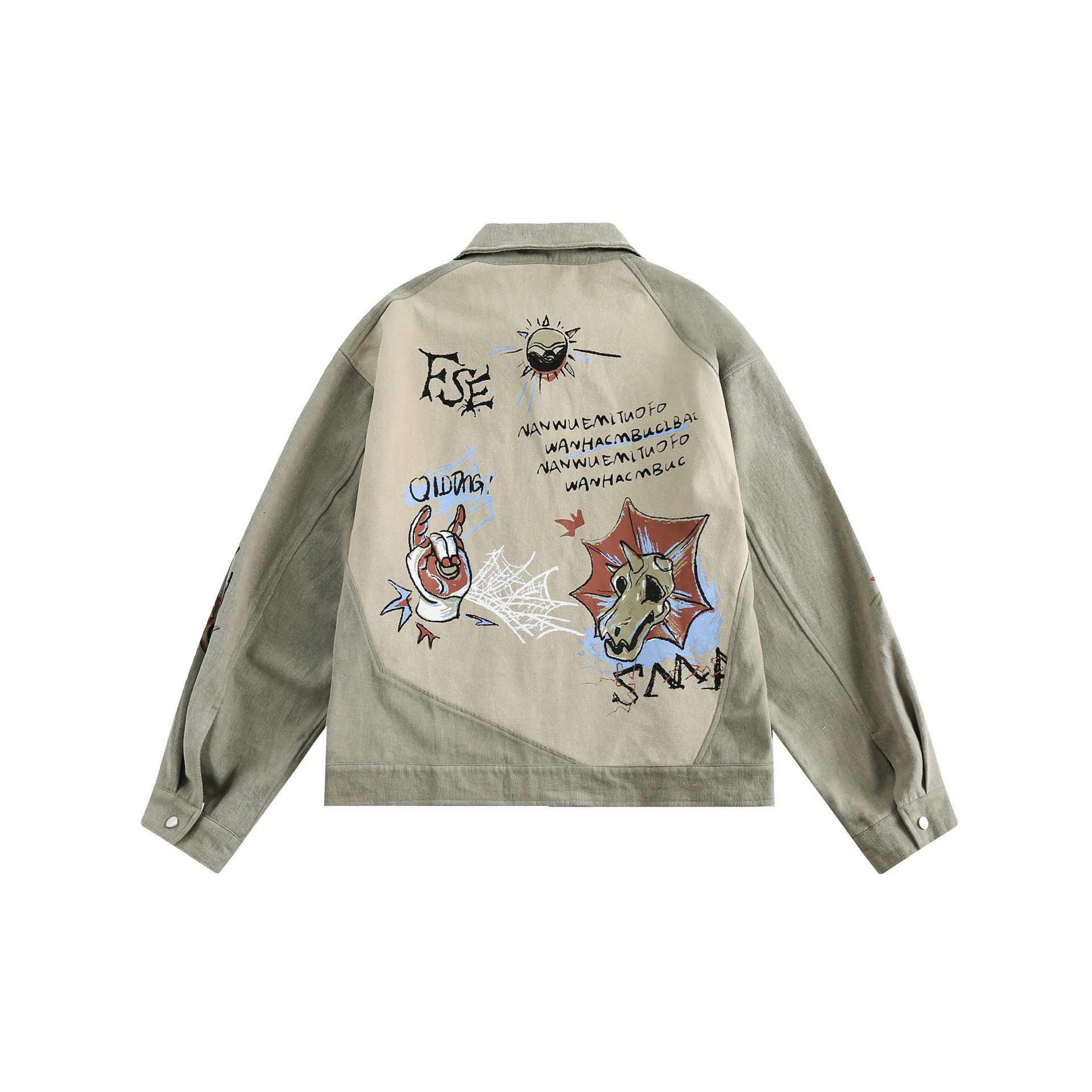 GorgeousBen  Unisex 2024 spring new jacket coat for men and women, couple's loose fit, trendy personalized graffiti tide top.