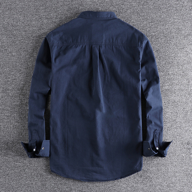 GorgeousBen  Men's American-style work shirt, double pocket shirt,  tough guy military green wind casual retro shirt.