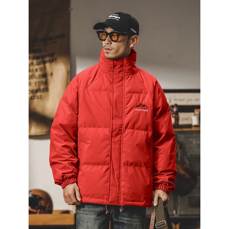 GrogeousBen  Men's Men's winter down jacket, loose fit, hooded, short style, American style brand, thick and warm outerwear for men.