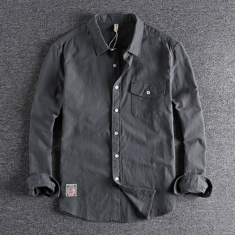 GorgeousBen  Men's  Versatile and simple solid color workwear new long-sleeved shirt.