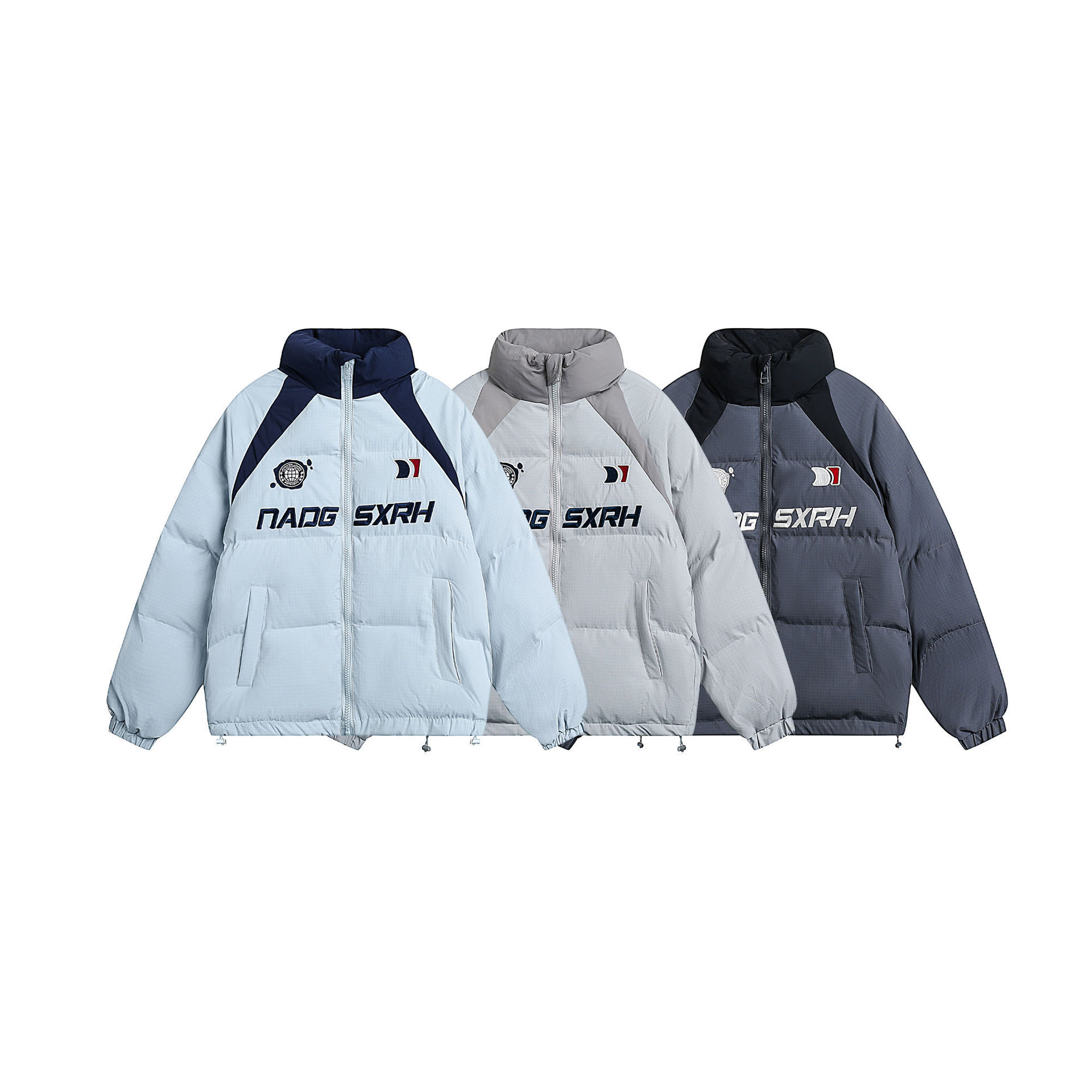 GrogeousBen  Unisex Color-blocked cotton jacket winter new style, stand collar, thickened and warm, loose fit, trendy brand cotton coat.