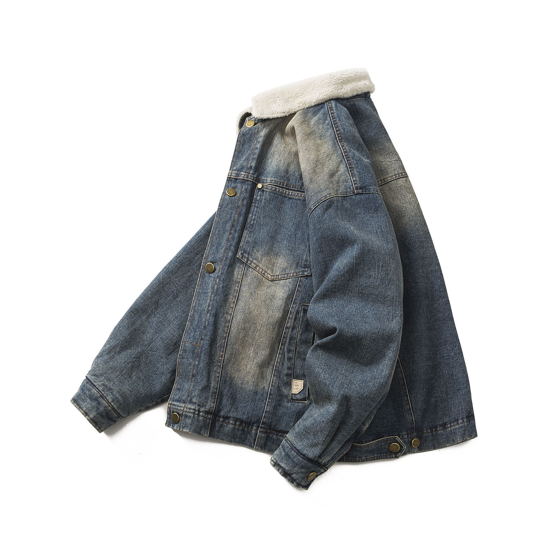 GorgeousBen  Unisex  Retro vintage thick warm denim cotton coat  in winter, loose and versatile cotton clothing for couples.