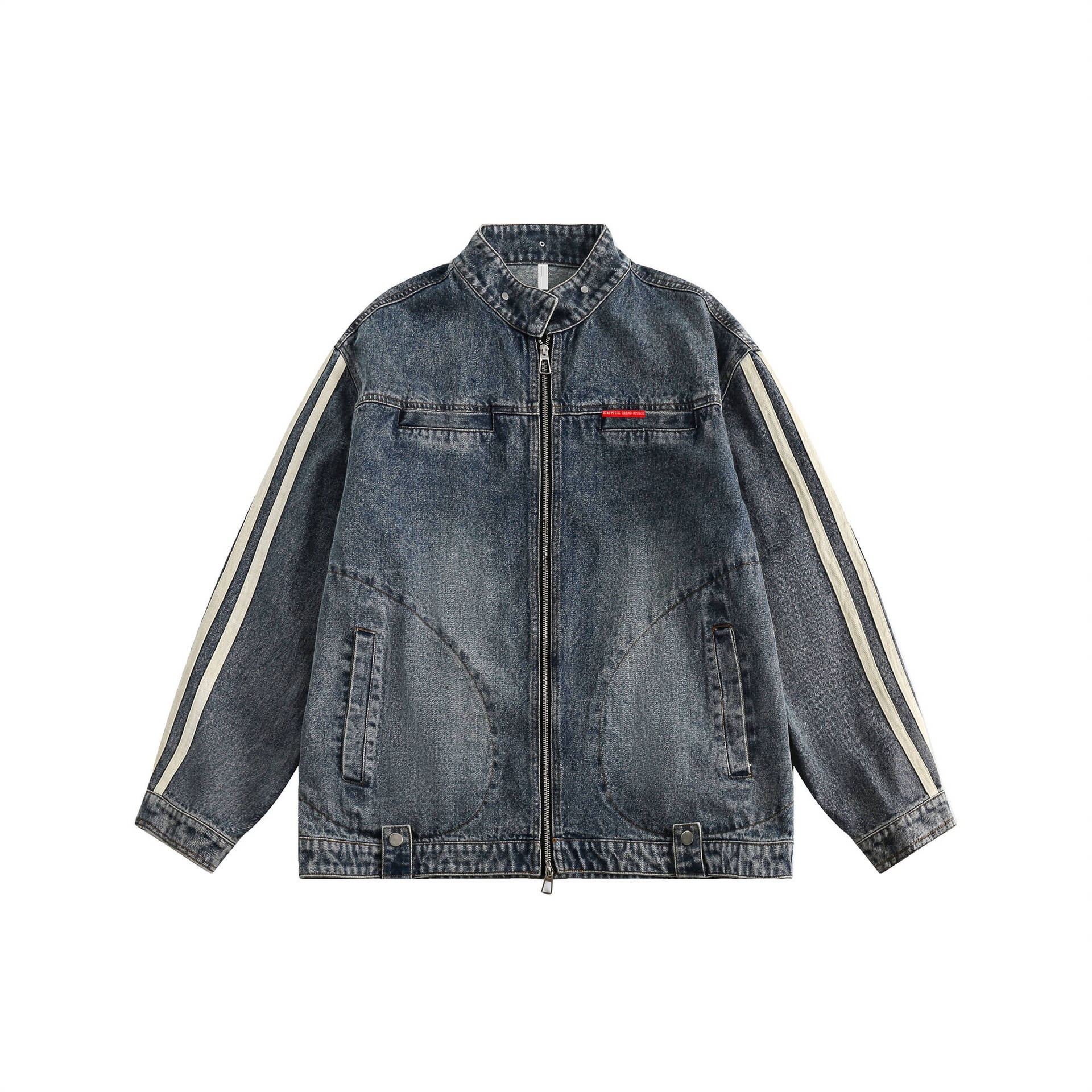 GorgeousBen   Unisex 2024 new retro vintage washed denim jacket for men and women, American loose fit trendy casual couple jacket.