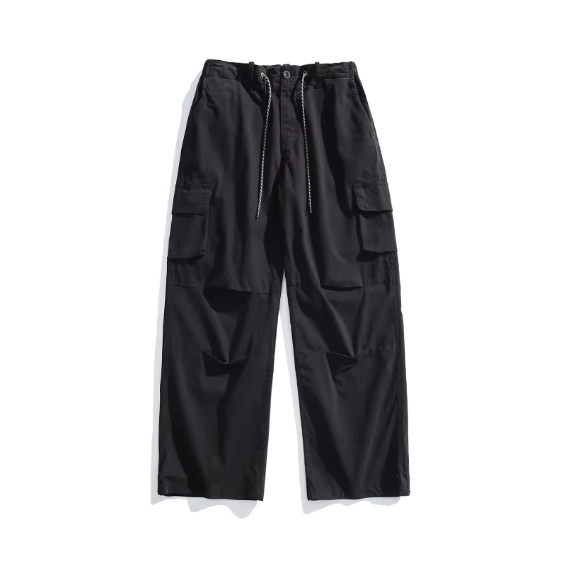 GrogeousBen Cargo Pants Men Wide Casual Parachute Pants Men Jogger Drawstring Hiking Hip Hop Pants with Pocket.
