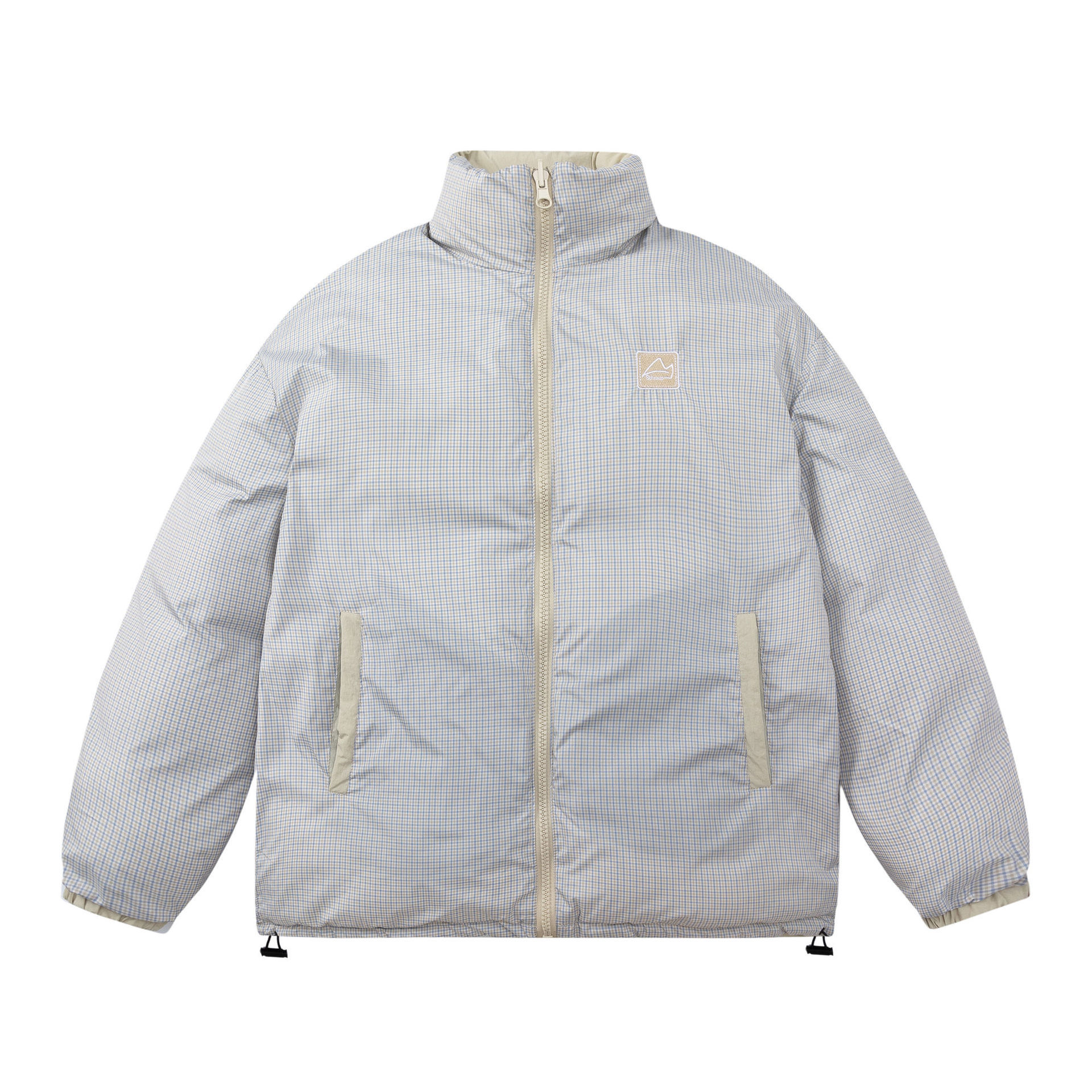GorgeousBen  Unisex Double-sided wearing retro trendy brand embroidered stand-up collar thickened warm cotton coat