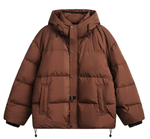 GrogeousBen 2024 American style 90 down jacket for men, thickened warm bread clothing, loose solid color simple hooded down jacket