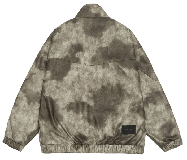 GrogeousBen Plus size retro high-end leather jacket for men; loose, trendy, American-style motorcycle jacket with camouflage PU leather coat.