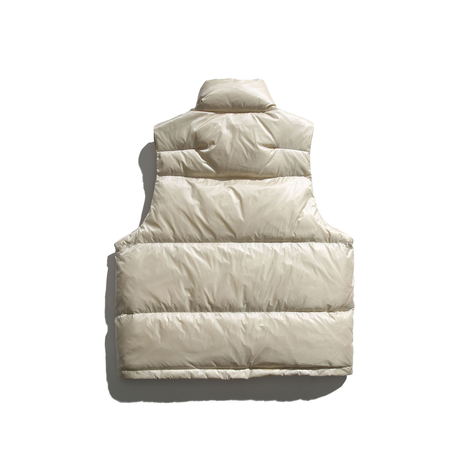 GorgeousBen  Unisex American-style trendy shiny white duck down vest for men, with a thickened stand collar for winter warmth.