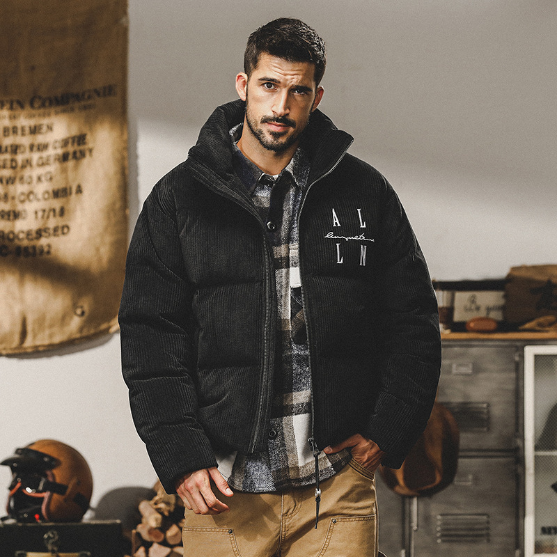 GrogeousBen  Men's American heavy texture stand collar down jacket men winter warm thick brand short bread coat coat