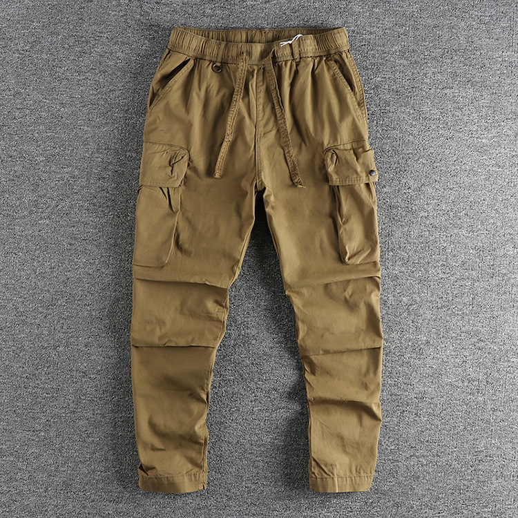 GrogeousBen  Men's American retro three-dimensional large pocket workwear casual pants for men, with slight stretch, loose and comfortable, versatile for outdoor activities.