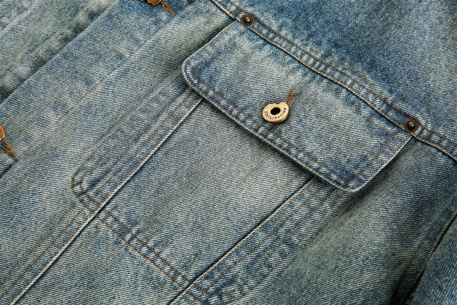 GrogeousBen   Unisex Retro high-end color-block lapel washed denim jacket, unisex BF style spring versatile jacket.