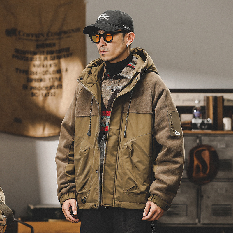 GorgeousBen  Men's Thickened suede work jacket for men, American style, autumn and winter outdoor windbreaker, men's winter cotton coat.