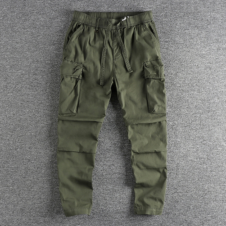 GrogeousBen  Men's American retro three-dimensional large pocket workwear casual pants for men, with slight stretch, loose and comfortable, versatile for outdoor activities.