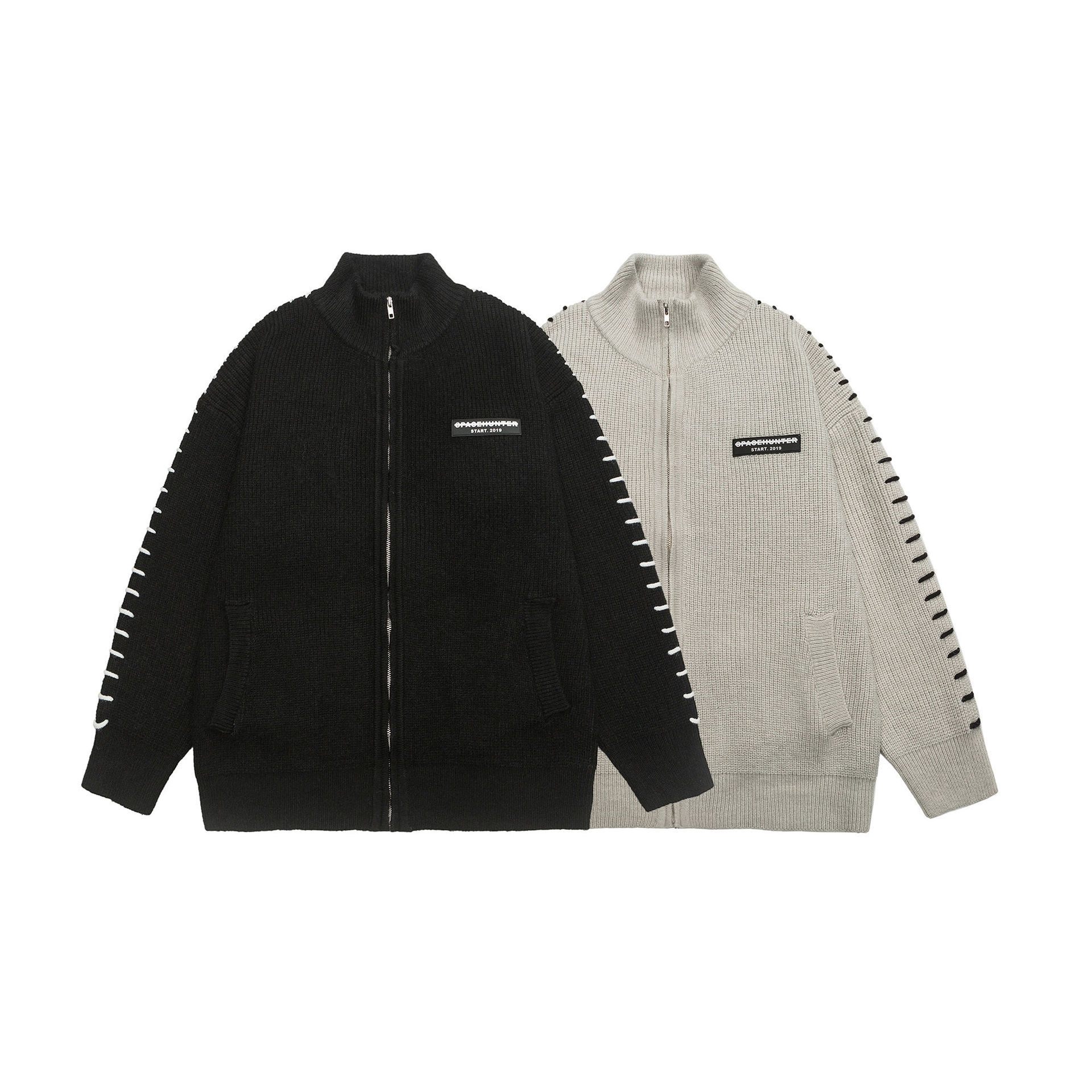 GorgeousBen  Unisex American retro design twisted zipper hooded cotton jacket , loose and thickened cotton outerwear.