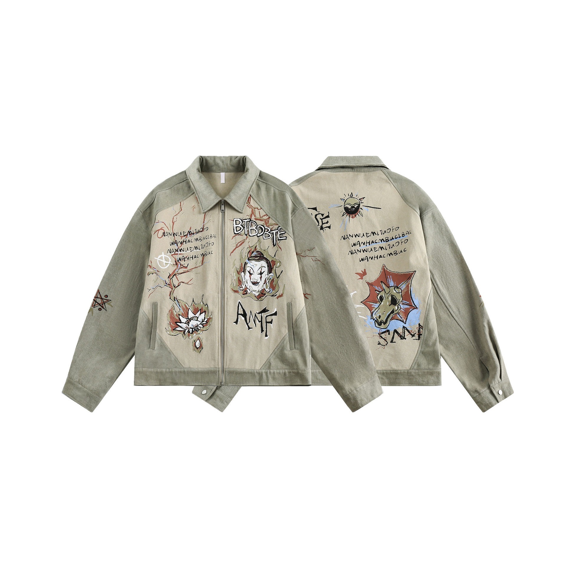 GorgeousBen  Unisex 2024 spring new jacket coat for men and women, couple's loose fit, trendy personalized graffiti tide top.
