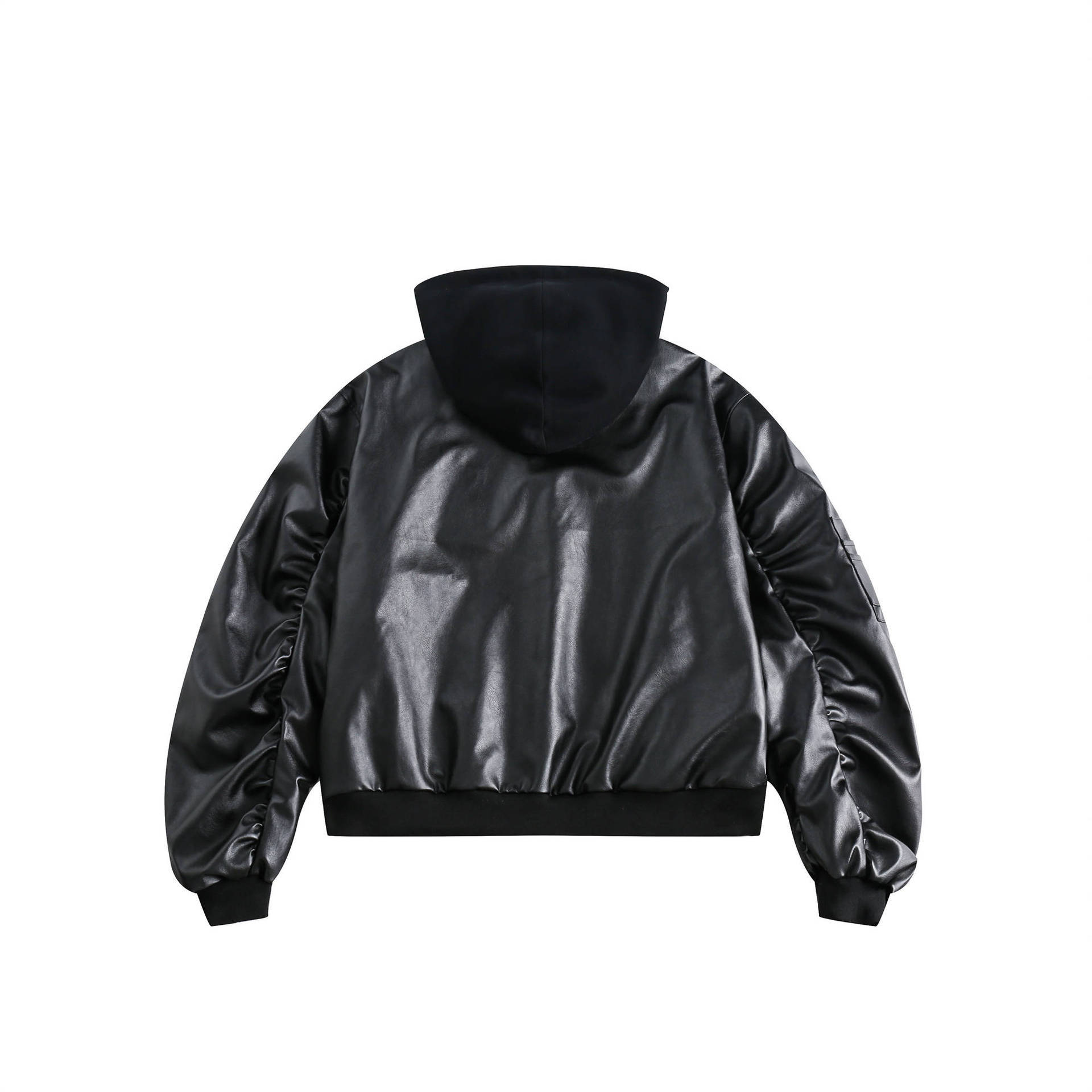 GorgeousBen   Unisex 2024 new American retro short baseball jacket leather jacket men's trendy high-end black motorcycle jacket
