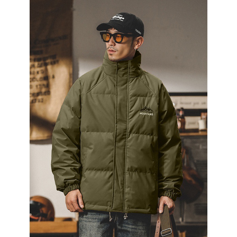GrogeousBen  Men's Men's winter down jacket, loose fit, hooded, short style, American style brand, thick and warm outerwear for men.