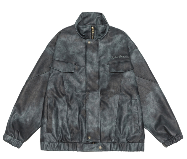 GrogeousBen Plus size retro high-end leather jacket for men; loose, trendy, American-style motorcycle jacket with camouflage PU leather coat.