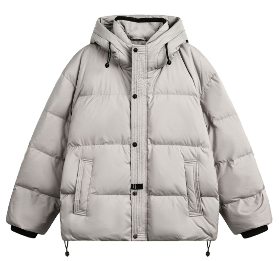 GrogeousBen 2024 American style 90 down jacket for men, thickened warm bread clothing, loose solid color simple hooded down jacket