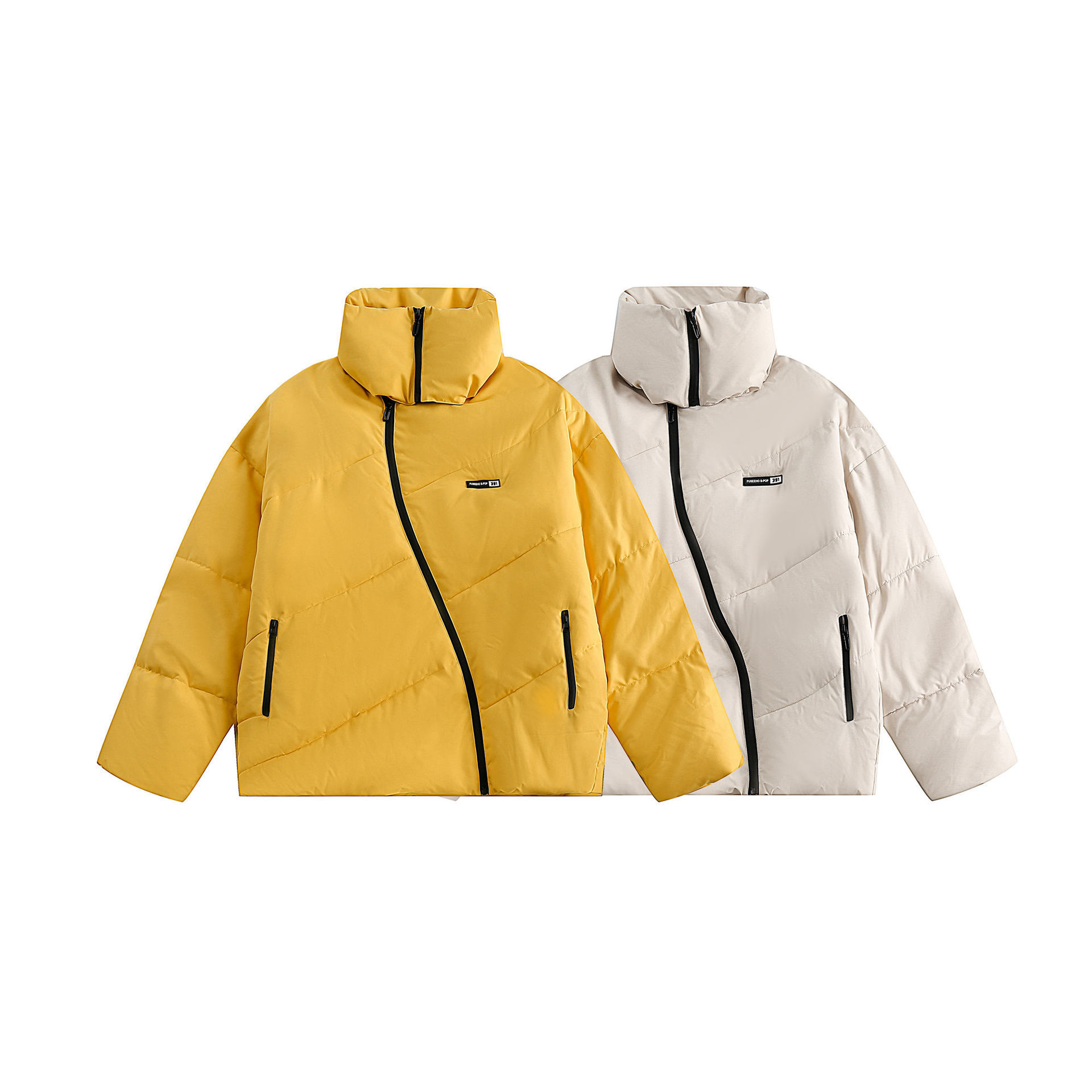 GorgeousBen  Unisex Winter high-collar loose advanced sense cotton-padded jacket loose thick bread coat.