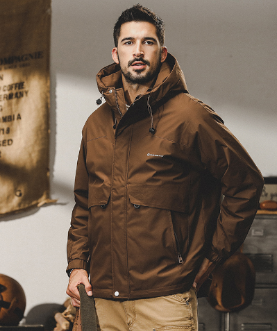GorgeousBen Mountain hooded hardshell jacket for men autumn and winter urban outdoor commuter functional cargo jacket for men winter quilted jacket.