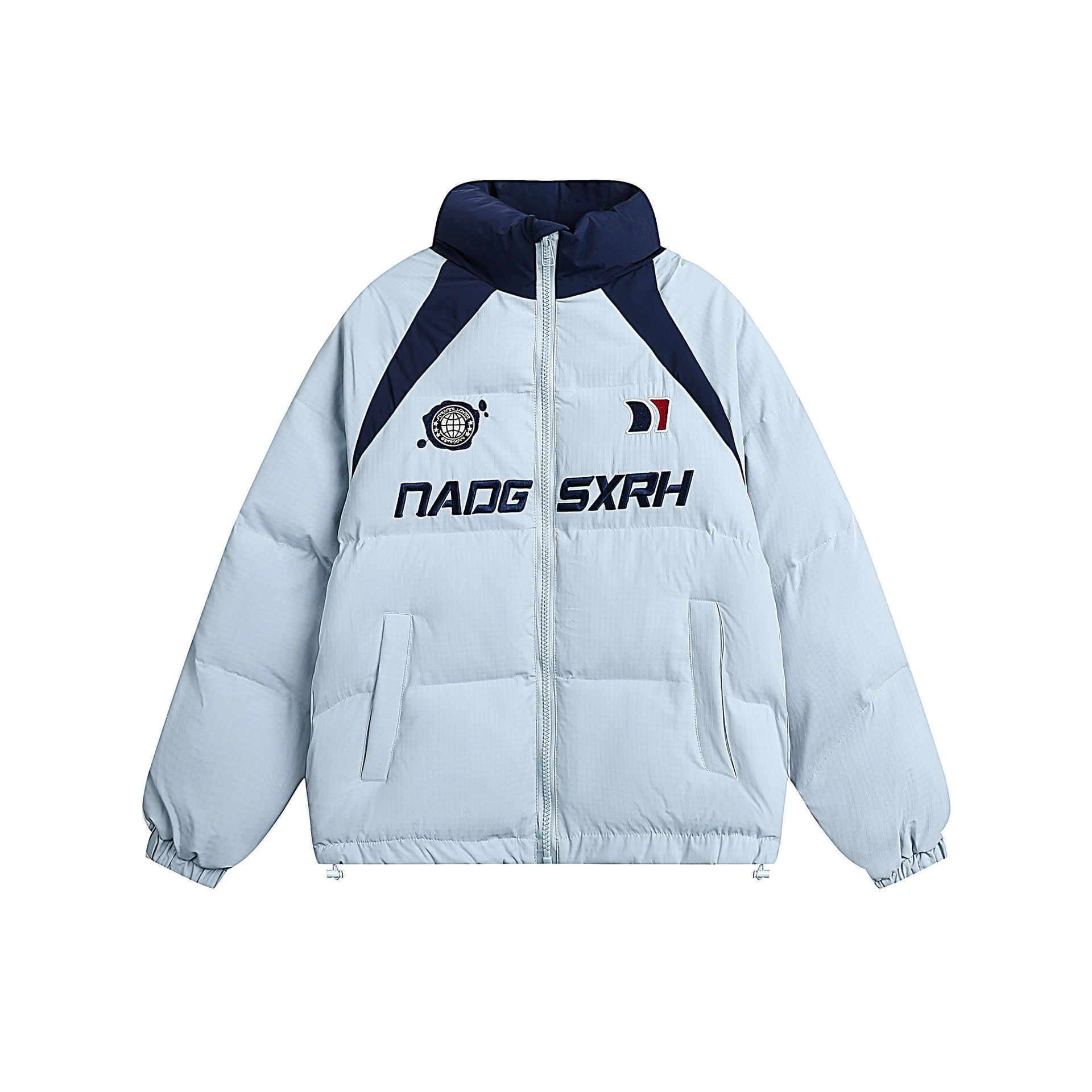 GrogeousBen  Unisex Color-blocked cotton jacket winter new style, stand collar, thickened and warm, loose fit, trendy brand cotton coat.